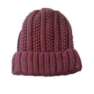 Women's Plum Thick Chunky Knit Beanie With Fleece Lining One Size